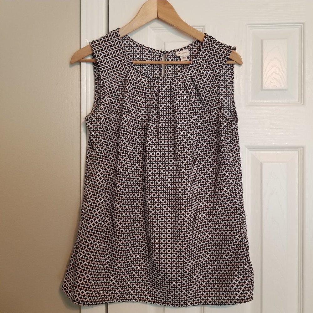 Merona Navy & White Geo Print Sleeveless Blouse